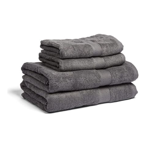 Werbeartikel Lord Nelson Fairtrade Handtuch 70x130cm 3er Set – Dunkelgrau – mit Logo bedruckt