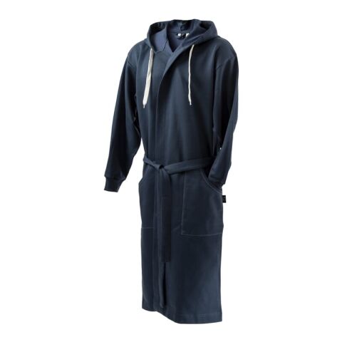 Werbeartikel Kosta Linnewafveri Bademantel College S/M – blau weiss – mit Logo bedruckt