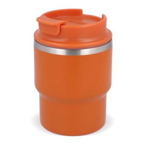 Werbeartikel T-mug 280 ml GRS-Recycling Thermobecher mit Keramik-Innenbeschichtung & Geschenkbox – Orange – mit Logo bedruckt