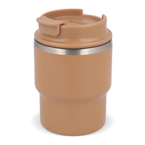 Werbeartikel T-mug 280 ml GRS-Recycling Thermobecher mit Keramik-Innenbeschichtung & Geschenkbox – Braun – mit Logo bedruckt