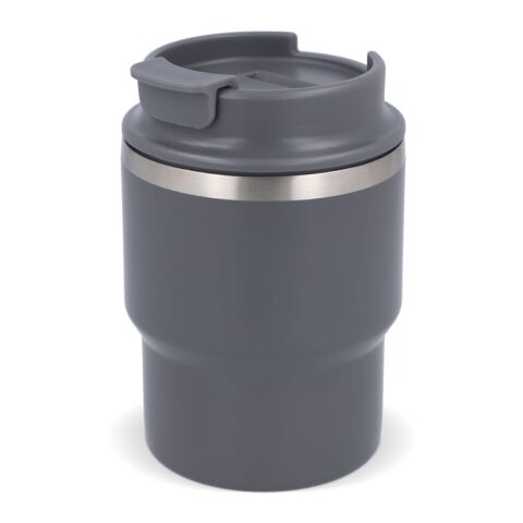 Werbeartikel T-mug 280 ml GRS-Recycling Thermobecher mit Keramik-Innenbeschichtung & Geschenkbox – Dunkelgrau – mit Logo bedruckt