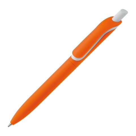 Werbeartikel Kugelschreiber Click-Shadow Soft-Touch Hergestellt in Deutschland – Orange – mit Logo bedruckt