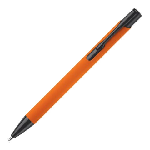 Werbeartikel Kugelschreiber Alicante weiche Berührung – Orange-Schwarz – mit Logo bedruckt