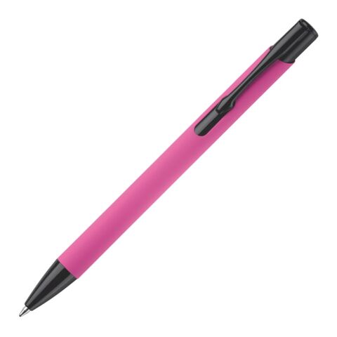 Werbeartikel Kugelschreiber Alicante weiche Berührung – Rosa-Schwarz – mit Logo bedruckt