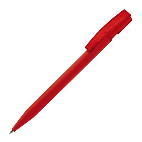 Werbeartikel Kugelschreiber Nash Soft-Touch – Rot Weiss – mit Logo bedruckt