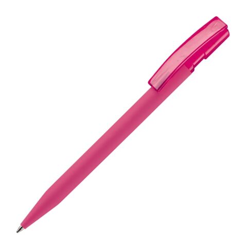 Werbeartikel Kugelschreiber Nash Soft-Touch – Rosa – mit Logo bedruckt