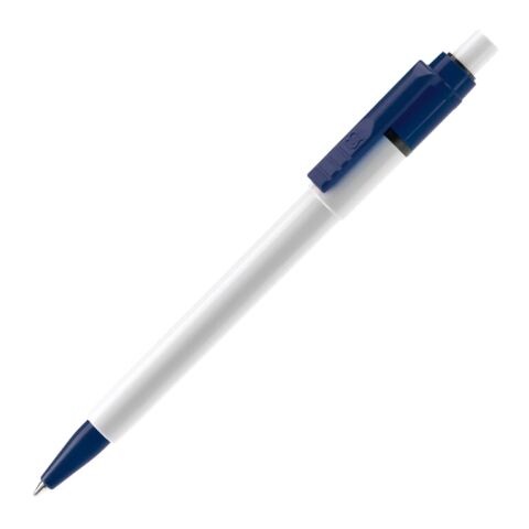Werbeartikel Kugelschreiber Baron Colour Hardcolour – weiss-Dunkelblau – mit Logo bedruckt
