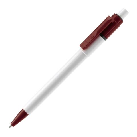 Werbeartikel Kugelschreiber Baron Colour Hardcolour – weiss-Weinrot – mit Logo bedruckt
