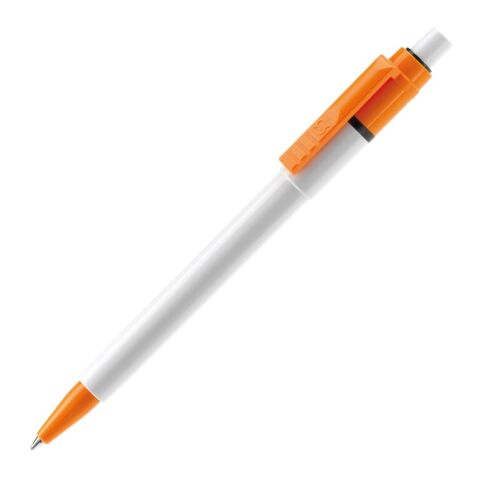 Werbeartikel Kugelschreiber Baron Colour Hardcolour – weiss-Orange – mit Logo bedruckt