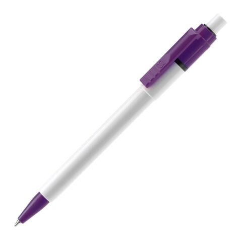 Werbeartikel Kugelschreiber Baron Colour Hardcolour – weiss-Transparent Violett – mit Logo bedruckt