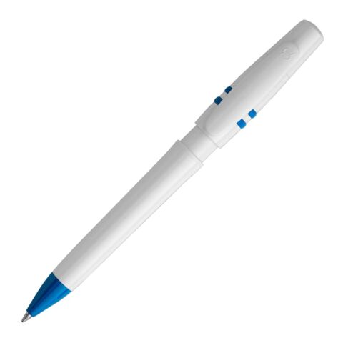 Kugelschreiber Nora hardcolour Weiss-Blau Weiss | 1-farbiger Tampondruck | 270° vom Clip | 40 mm x 8 mm | Nicht verfügbar