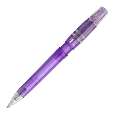 Kugelschreiber Nora Clear Transparent Transparent Violett-Transparent Violett | 1-farbiger Tampondruck | in Verlängerung vom Clip | 40 mm x 8 mm | Nicht verfügbar