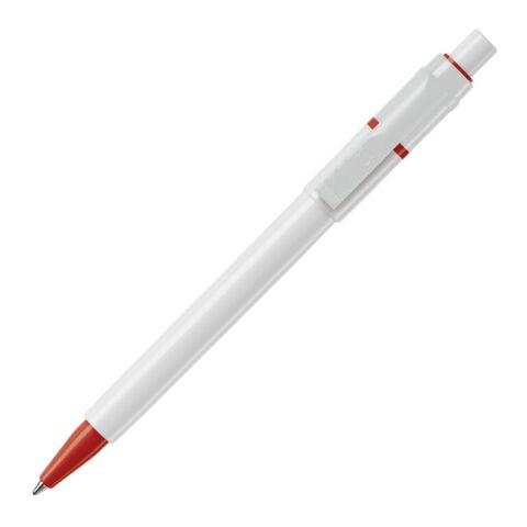 Werbeartikel Kugelschreiber Baron hardcolour – weiss-Rot Weiss – mit Logo bedruckt