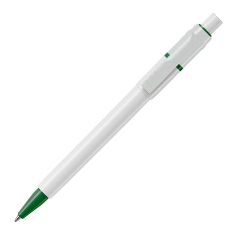 Werbeartikel Kugelschreiber Baron hardcolour – weiss-Grün – mit Logo bedruckt
