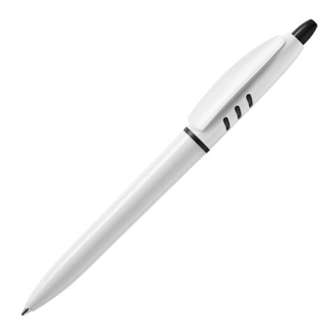 Kugelschreiber S30 hardcolour Weiss-Schwarz | 1-farbiger Siebdruck | 90° vom Clip | 45 mm x 25 mm | Nicht verfügbar