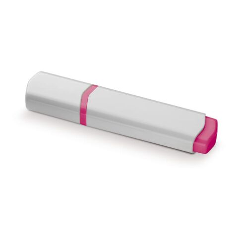 Werbeartikel Textmarker – Weiss-Rosa – mit Logo bedruckt