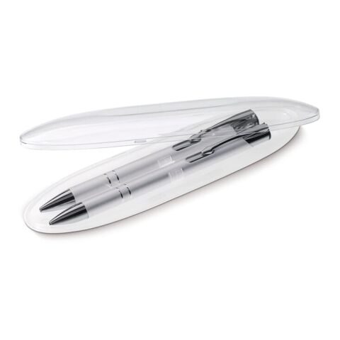 Werbeartikel Schreibset Alicante Plus – silber – mit Logo bedruckt