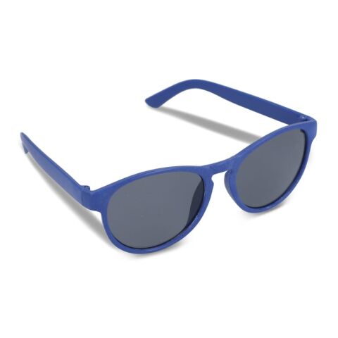 Nachhaltiger Werbeartikel Sonnenbrille Weizenstroh Erde UV400 – Blau Weiss – mit Logo bedruckt