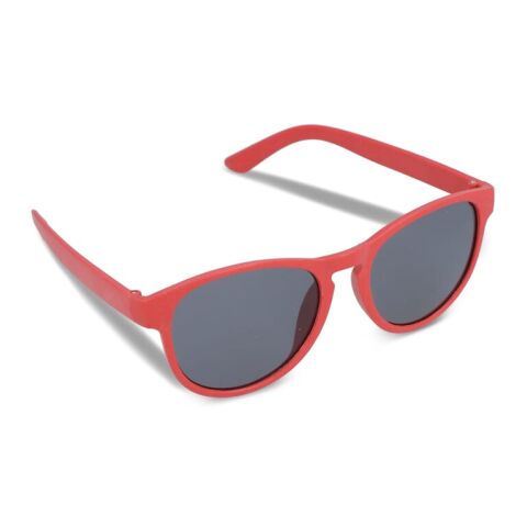 Nachhaltiger Werbeartikel Sonnenbrille Weizenstroh Erde UV400 – Rot Weiss – mit Logo bedruckt