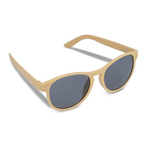 Nachhaltiger Werbeartikel Sonnenbrille Weizenstroh Erde UV400 – Gelb – mit Logo bedruckt