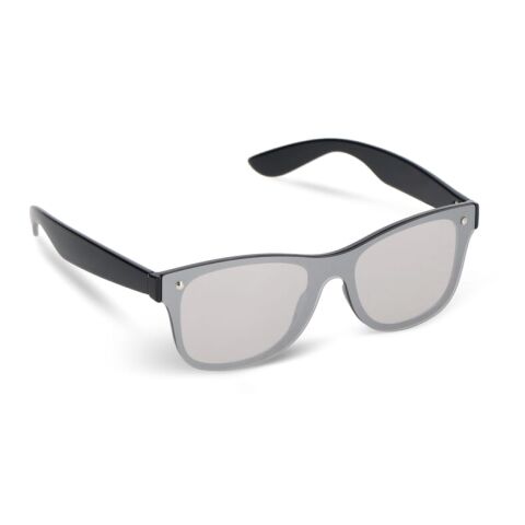 Nachhaltiger Werbeartikel Justin R-PC Sonnenbrille mit verspiegelten Uni-Gläsern UV400 – Schwarz – mit Logo bedruckt