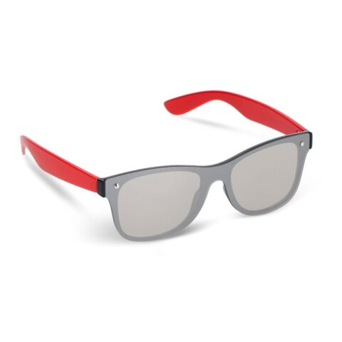 Nachhaltiger Werbeartikel Justin R-PC Sonnenbrille mit verspiegelten Uni-Gläsern UV400 – Rot Weiss – mit Logo bedruckt