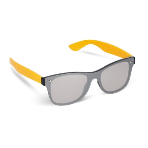 Nachhaltiger Werbeartikel Justin R-PC Sonnenbrille mit verspiegelten Uni-Gläsern UV400 – Gelb – mit Logo bedruckt