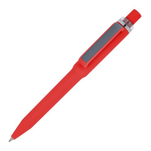 Werbeartikel Ozzy-Stift mit Soft-Touch – Rot Weiss – mit Logo bedruckt