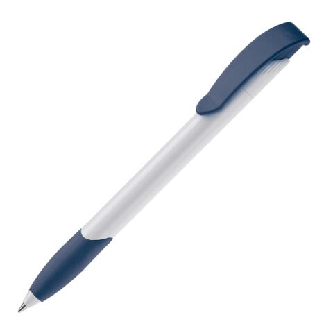 Werbeartikel Kugelschreiber Apollo Hardcolour – weiss-dunkelblau – mit Logo bedruckt