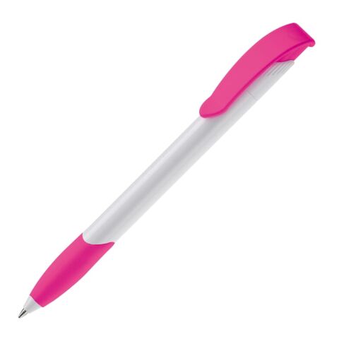 Werbeartikel Kugelschreiber Apollo Hardcolour – Weiss-Rosa – mit Logo bedruckt