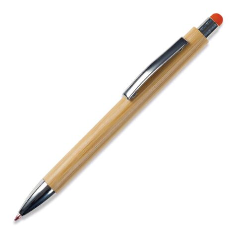 Werbeartikel Bambus Kugelschreiber New York mit Touchpen – Orange – mit Logo bedruckt