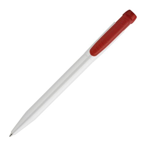 Kugelschreiber Pier hardcolour Weiss-Rot Weiß | 1-farbiger Siebdruck | in Verlängerung vom Clip | 45 mm x 25 mm | Nicht verfügbar