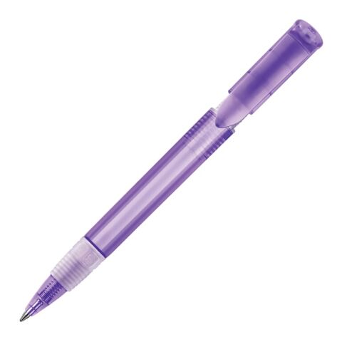 Werbeartikel Kugelschreiber S40 Grip Transparent – Transparent Violett-Transparent Violett – mit Logo bedruckt