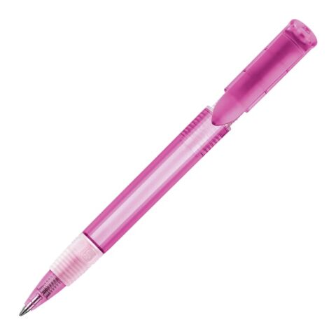 Werbeartikel Kugelschreiber S40 Grip Transparent – Rosa-Rosa – mit Logo bedruckt