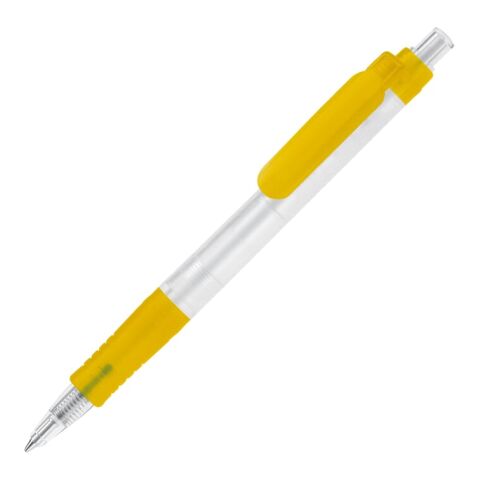 Nachhaltiger Werbeartikel Kugelschreiber Vegetal Pen Clear Transparent – Gelb – mit Logo bedruckt