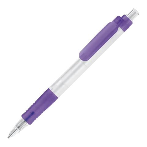 Nachhaltiger Werbeartikel Kugelschreiber Vegetal Pen Clear Transparent – Purpur – mit Logo bedruckt
