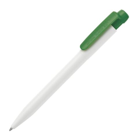 Nachhaltiger Werbeartikel Kugelschreiber Ingeo TM Pen hardcolour – Weiss-Grün – mit Logo bedruckt