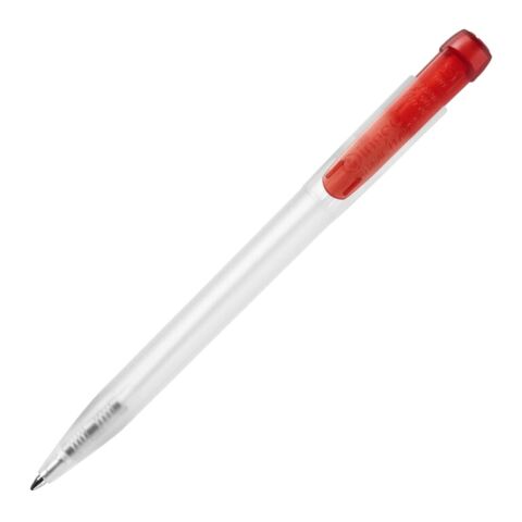 Nachhaltiger Werbeartikel Kugelschreiber Ingeo TM Pen Clear Transparent – Rot Weiss – mit Logo bedruckt