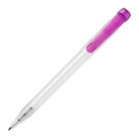 Nachhaltiger Werbeartikel Kugelschreiber Ingeo TM Pen Clear Transparent – Rosa – mit Logo bedruckt