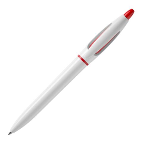 Kugelschreiber S! hardcolour Weiss-Rot Weiß | 1-farbiger Siebdruck | 180° vom Clip | 40 mm x 25 mm | Nicht verfügbar