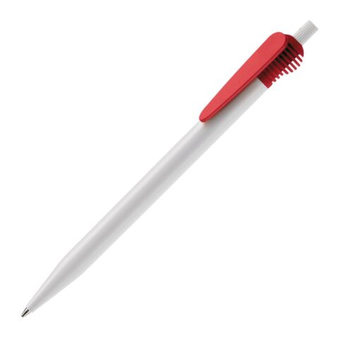 Kugelschreiber Cosmo Hardcolour Weiss-Rot Weiß | 1-farbiger Siebdruck | 180° vom Clip | 50 mm x 25 mm | Nicht verfügbar