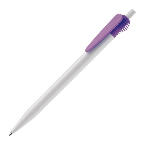 Werbeartikel Kugelschreiber Cosmo Hardcolour – Weiss-Transparent Violett – mit Logo bedruckt