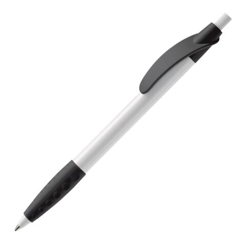 Werbeartikel Kugelschreiber Cosmo Grip HC – weiss-schwarz – mit Logo bedruckt