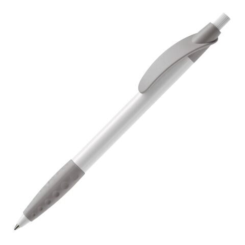 Werbeartikel Kugelschreiber Cosmo Grip HC – Weiss-Silber – mit Logo bedruckt