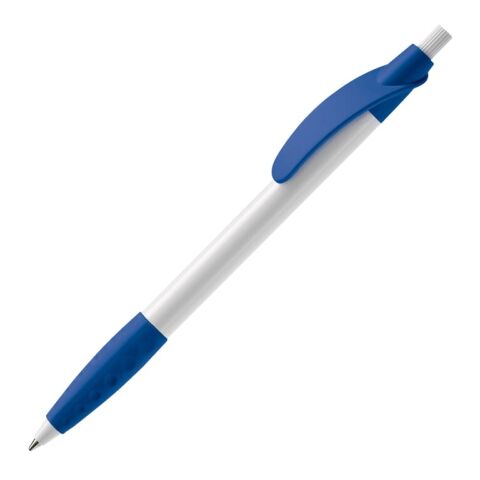 Werbeartikel Kugelschreiber Cosmo Grip HC – weiss-königsblau – mit Logo bedruckt