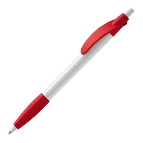 Werbeartikel Kugelschreiber Cosmo Grip HC – weiss-rot weiss – mit Logo bedruckt