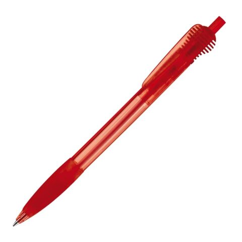 Werbeartikel Kugelschreiber Cosmo Grip Transparent – Rot Weiss-Rot Weiss – mit Logo bedruckt