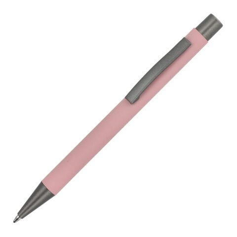 Werbeartikel Metallkugelschreiber New York soft touch – Pastellrosa – mit Logo bedruckt