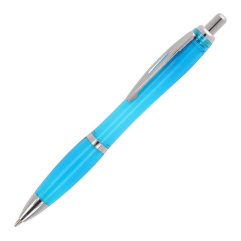 Werbeartikel Kugelschreiber Hawaii transparent Ocean Bound Plastic – Hellblau-Hellblau – mit Logo bedruckt