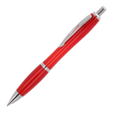 Werbeartikel Kugelschreiber Hawaii transparent Ocean Bound Plastic – Rot Weiss-Rot Weiss – mit Logo bedruckt